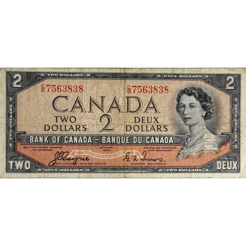 BC-30a 1954 Canada $2 Coyne-Towers, Devil's Face, C/B, VG-F (VG10)