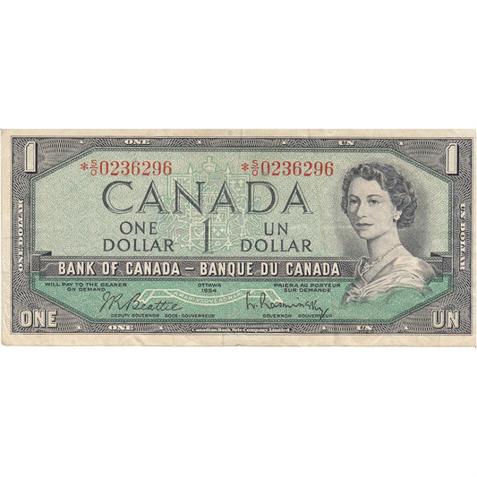 BC-37bA 1954 Canada $1 Beattie-Rasminsky, *S/O, F-VF