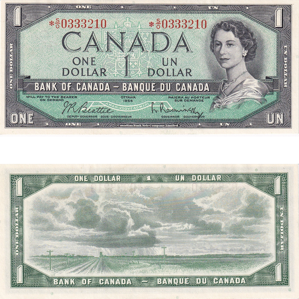 BC-37bA 1954 Canada $1 Beattie-Rasminsky, *S/O, Uncirculated (MS60)