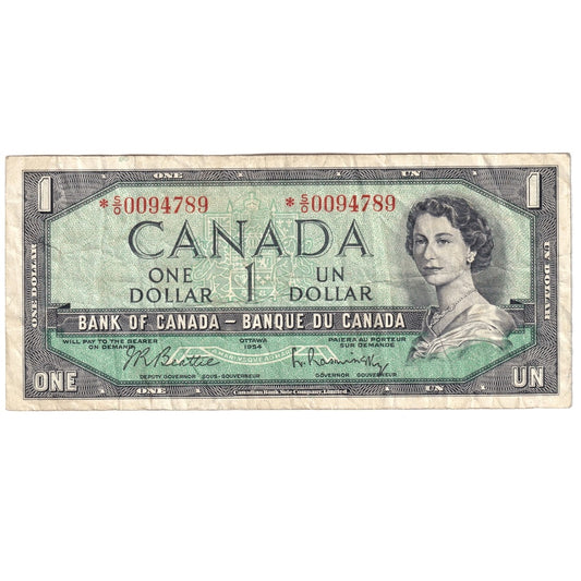BC-37bA 1954 Canada $1 Beattie-Rasminsky, *S/O, VF