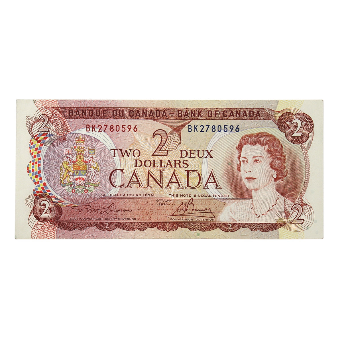 BC-47a 1974 Canada $2 Lawson-Bouey, BK, Extra Fine (EF40)