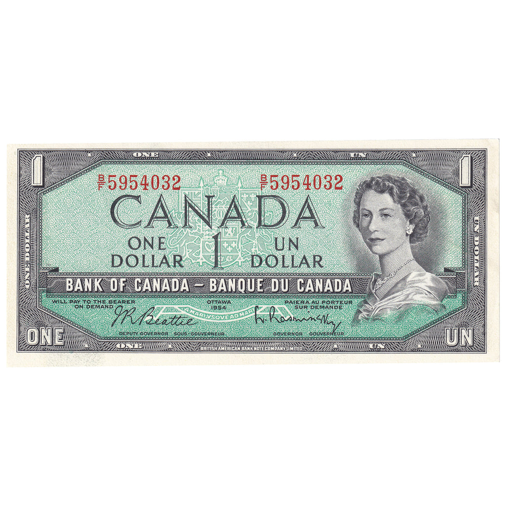BC-37b-i 1954 Canada $1 Beattie-Rasminsky, B/F, UNC
