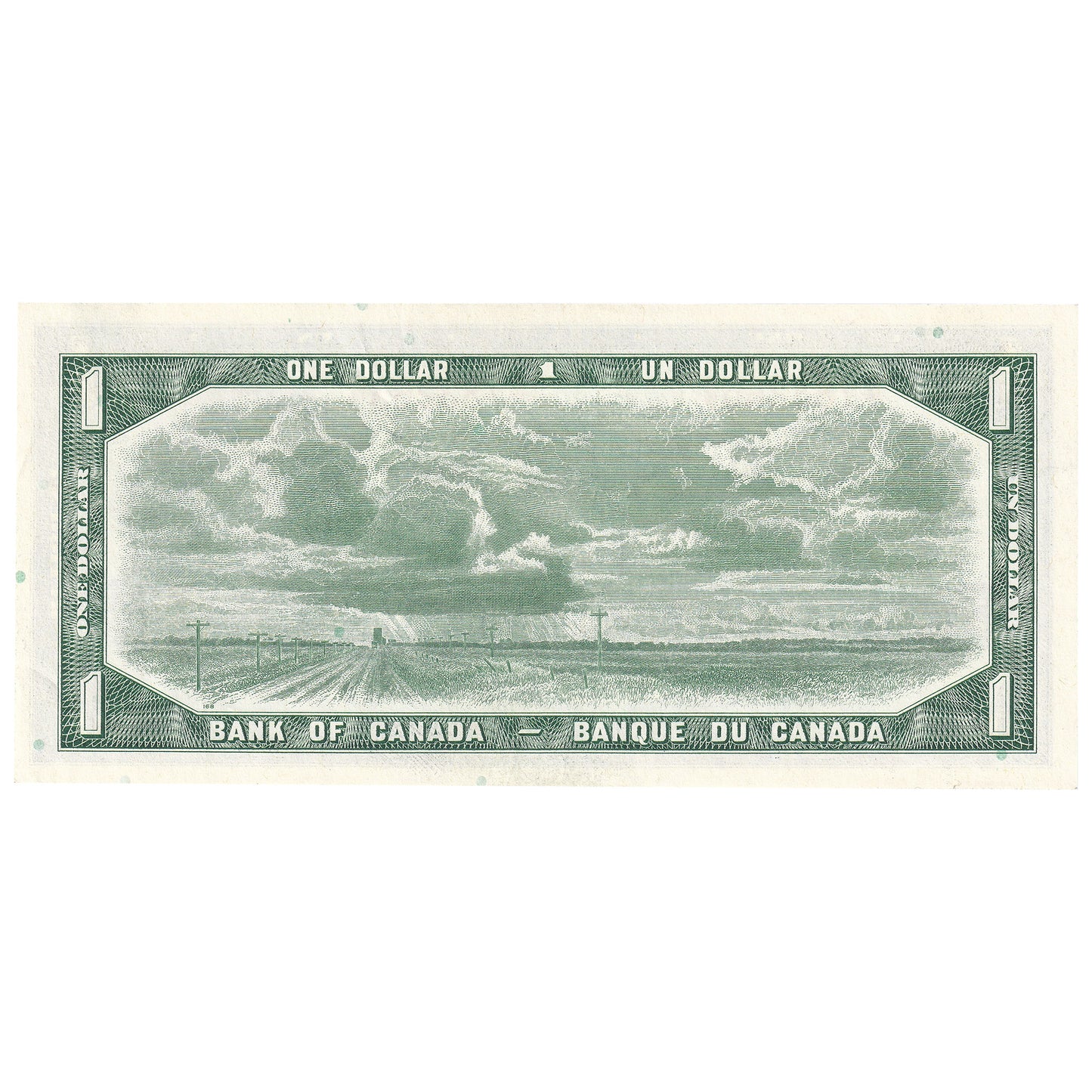 BC-37b-i 1954 Canada $1 Beattie-Rasminsky, C/F, Almost Uncirculated (AU50)