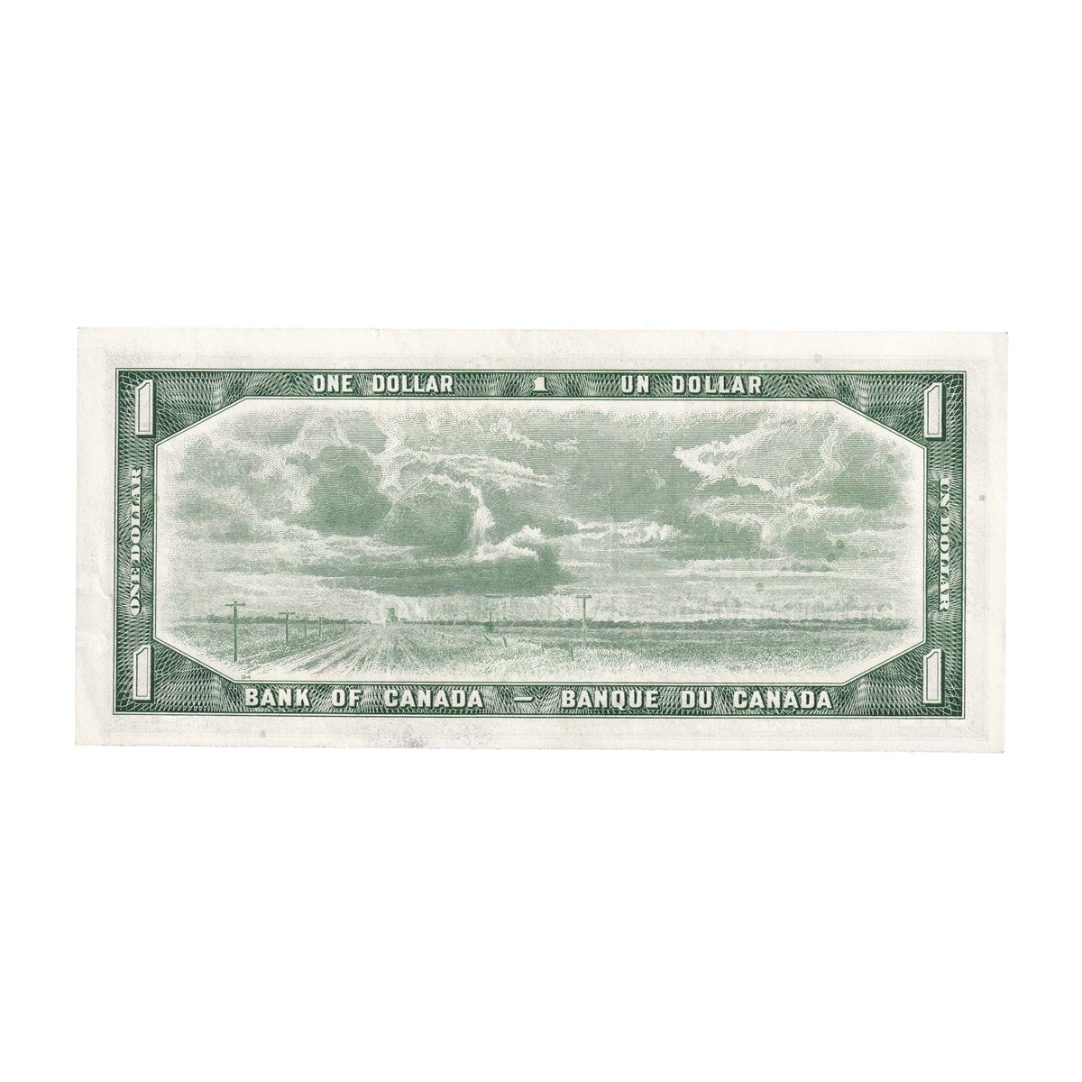 BC-37b-i 1954 Canada $1 Beattie-Rasminsky, C/Z, Almost Uncirculated (AU50)