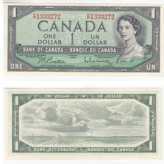 BC-37b-i 1954 Canada $1 Beattie-Rasminsky, F/P, UNC