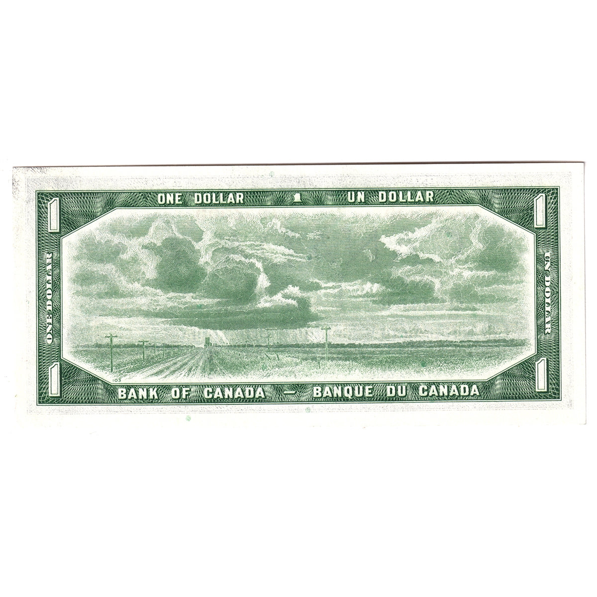 BC-37b-i 1954 Canada $1 Beattie-Rasminsky, G/Z, Uncirculated (MS60)