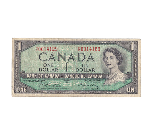 BC-37b-i 1954 Canada $1 Beattie-Rasminsky, H/F, CIRC