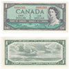 BC-37b-i 1954 Canada $1 Beattie-Rasminsky, H/Z, Almost Uncirculated (AU50)