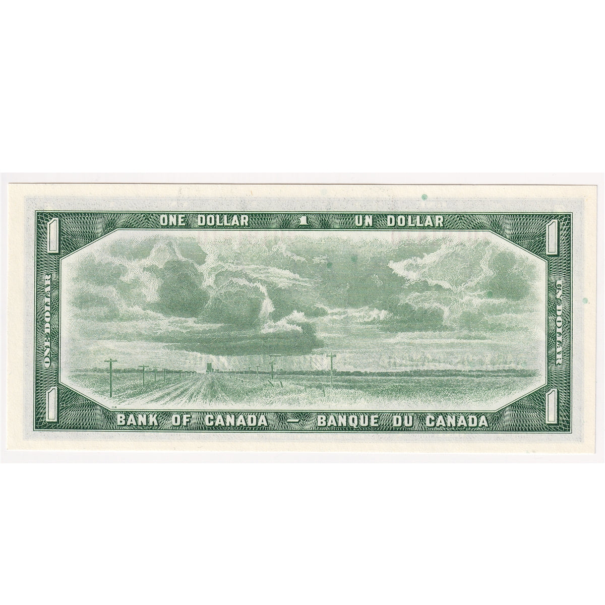 BC-37b-i 1954 Canada $1 Beattie-Rasminsky, O/Z, Uncirculated (MS60)