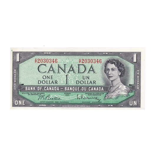BC-37b-i 1954 Canada $1 Beattie-Rasminsky, S/P, CUNC