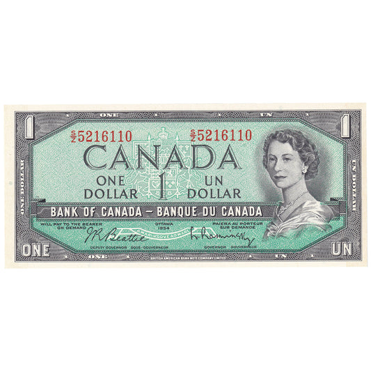 BC-37b-i 1954 Canada $1 Beattie-Rasminsky, S/Z, CUNC