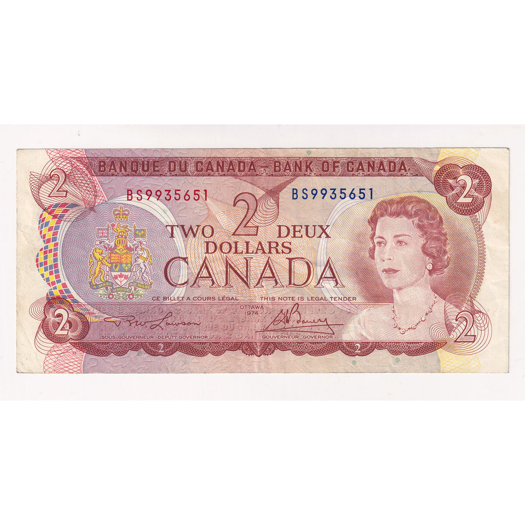 BC-47a 1974 Canada $2 Lawson-Bouey, BS, Extra Fine (EF40)