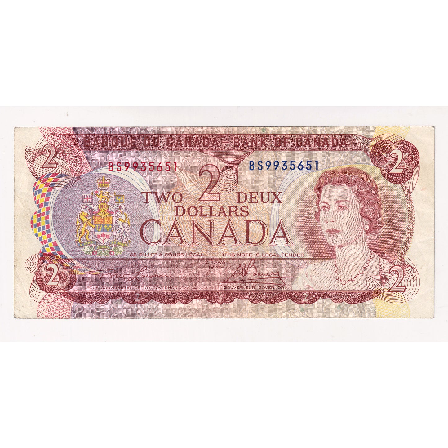 BC-47a 1974 Canada $2 Lawson-Bouey, BS, Extra Fine (EF40)