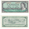 BC-37b-i 1954 Canada $1 Beattie-Rasminsky, U/Z, AU-UNC (AU55)