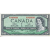 BC-37b-i 1954 Canada $1 Beattie-Rasminsky, Z/P, AU-UNC (AU55)