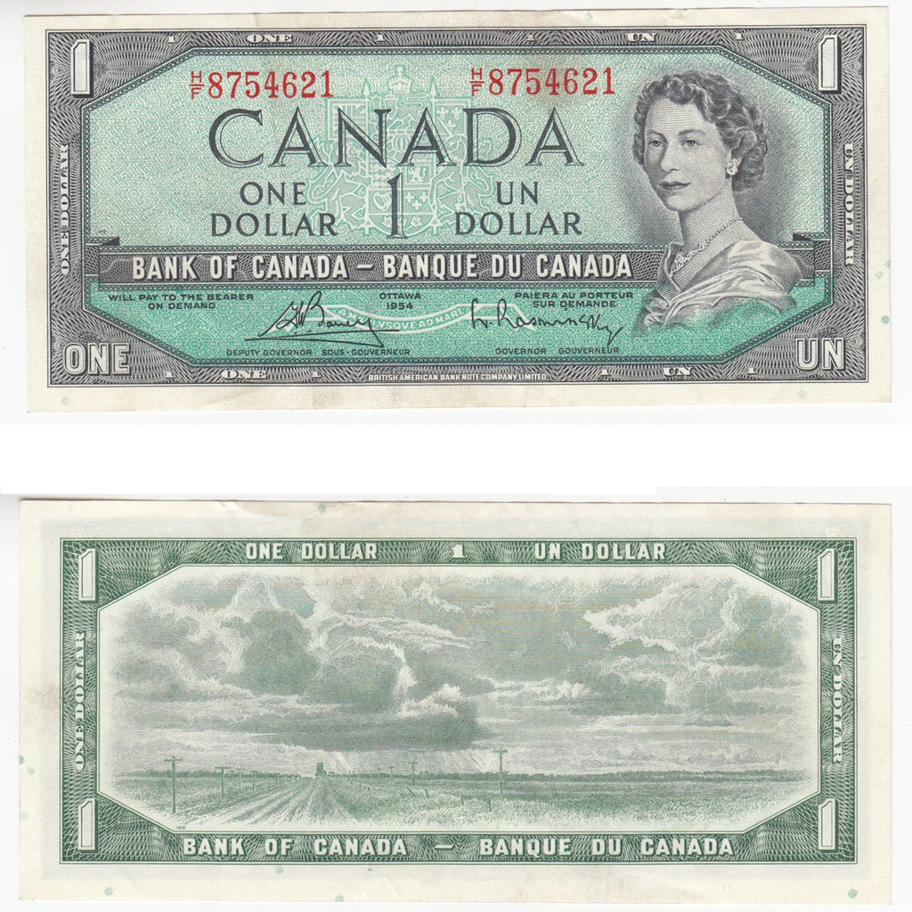 BC-37c 1954 Canada $1 Bouey-Rasminsky, H/F, Extra Fine (EF40)