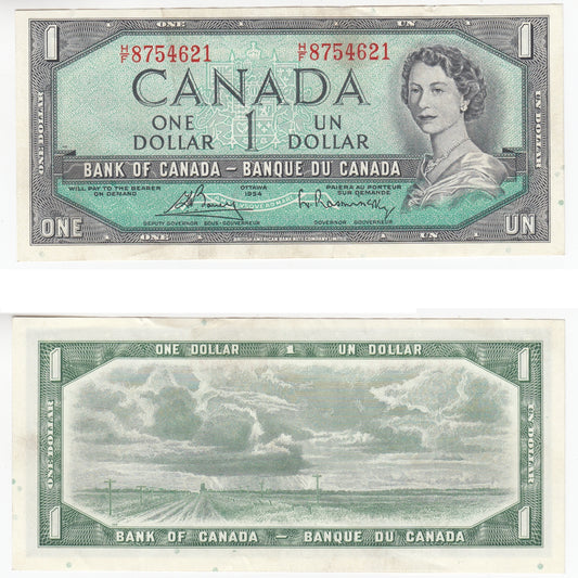 BC-37c 1954 Canada $1 Bouey-Rasminsky, H/F, EF