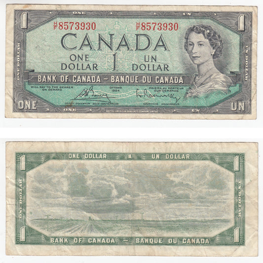 BC-37c 1954 Canada $1 Bouey-Rasminsky, H/F, Fine (F12)
