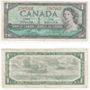 BC-37c 1954 Canada $1 Bouey-Rasminsky, H/F, F-VF (F15)