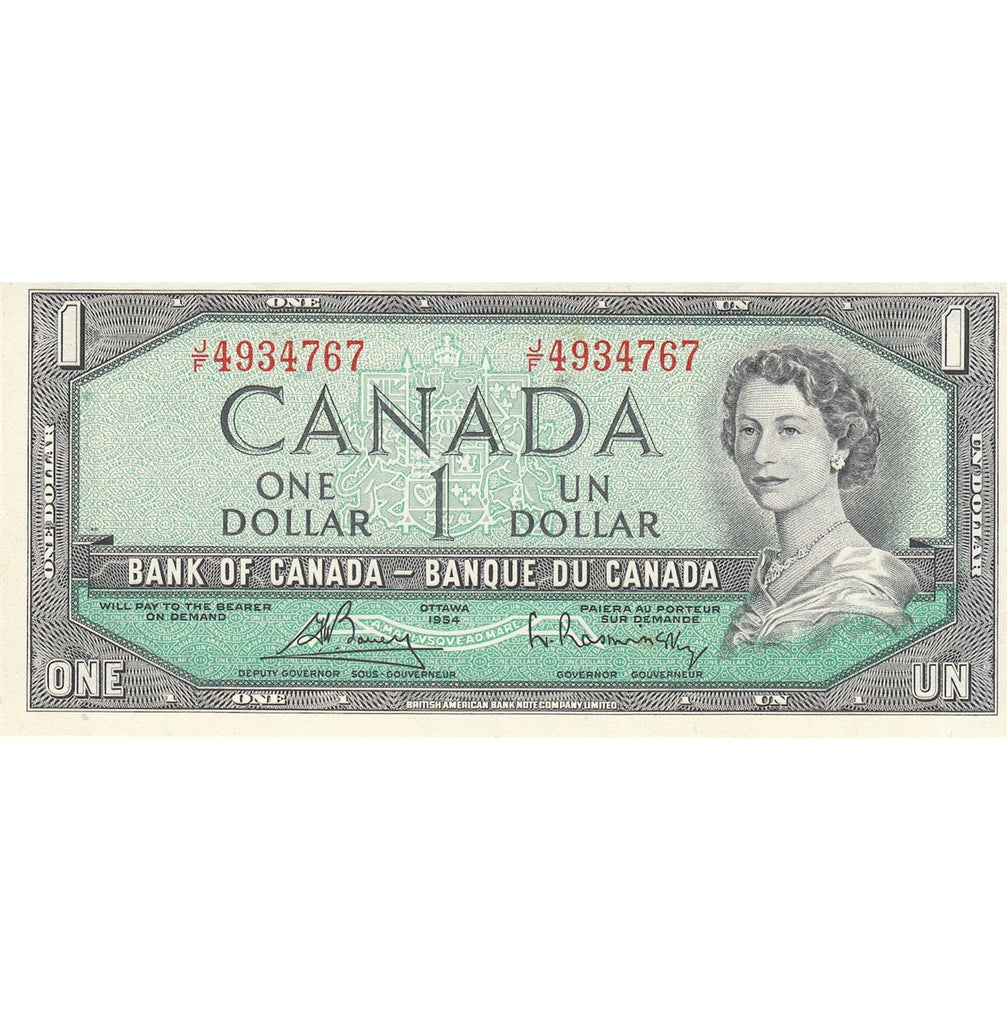 BC-37c 1954 Canada $1 Bouey-Rasminsky, J/F, Uncirculated (MS60)