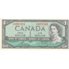 BC-37c 1954 Canada $1 Bouey-Rasminsky, L/F, AU-UNC (AU55)