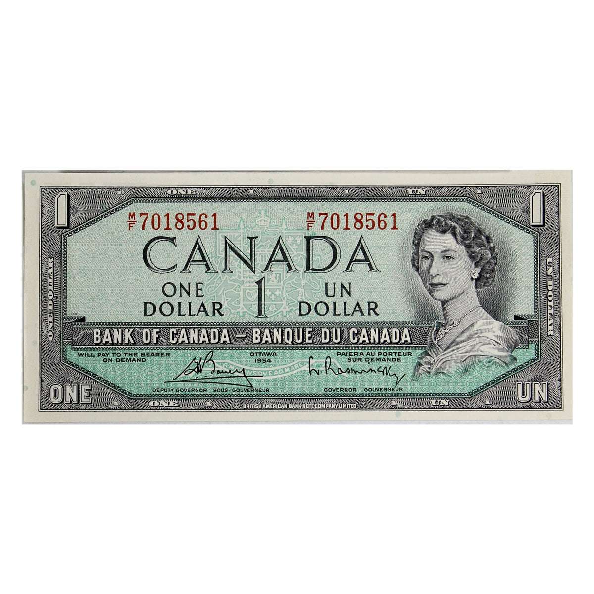 BC-37c 1954 Canada $1 Bouey-Rasminsky, M/F, Uncirculated (MS60)