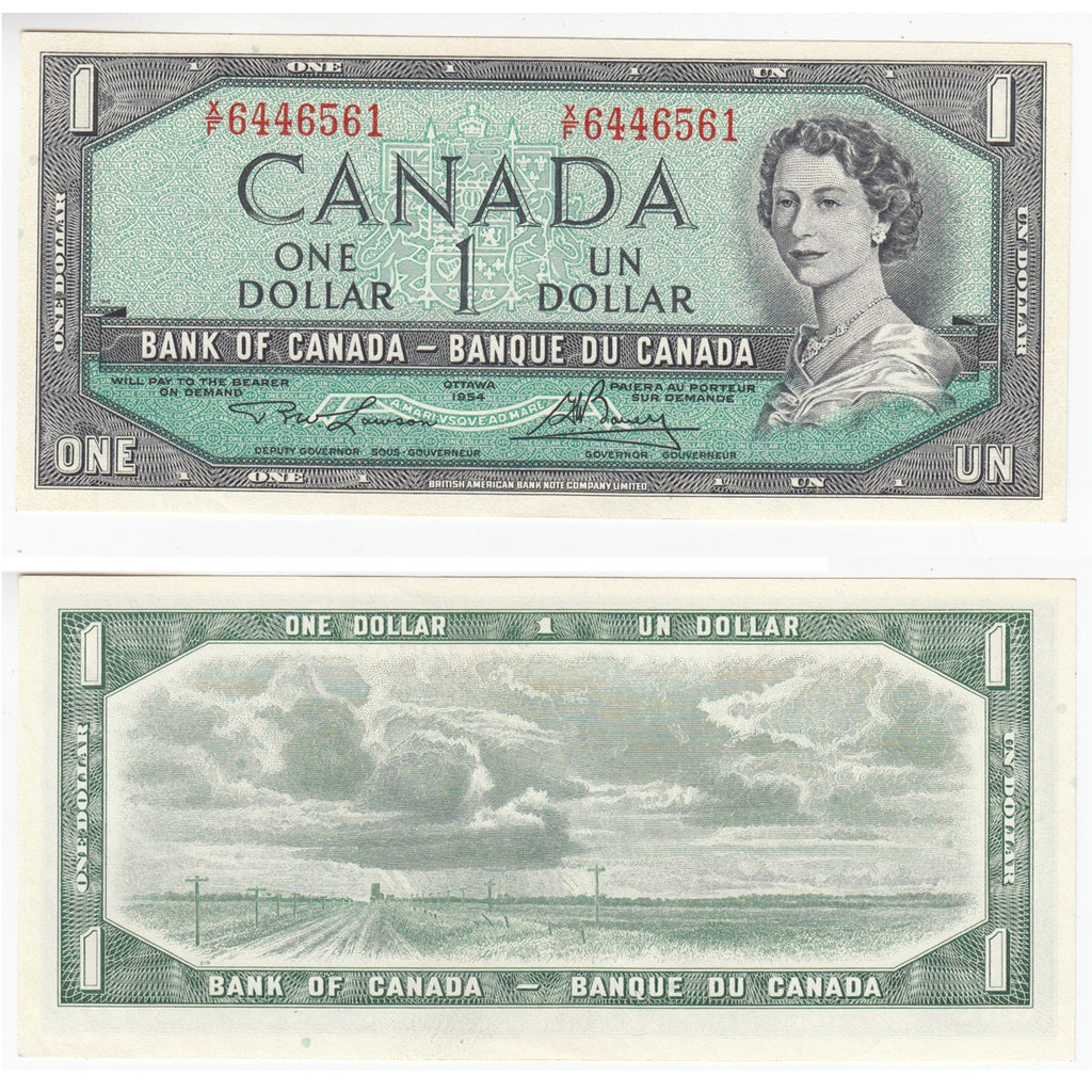 BC-37c 1954 Canada $1 Bouey-Rasminsky, R/F, Choice Uncirculated (CUNC63)