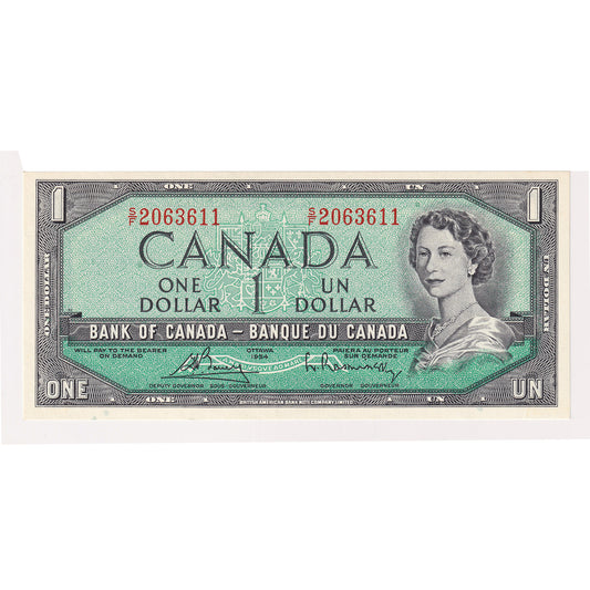 BC-37c 1954 Canada $1 Bouey-Rasminsky, S/F, Choice Uncirculated (CUNC63)