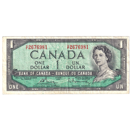 BC-37c 1954 Canada $1 Bouey-Rasminsky, V/F, Circ