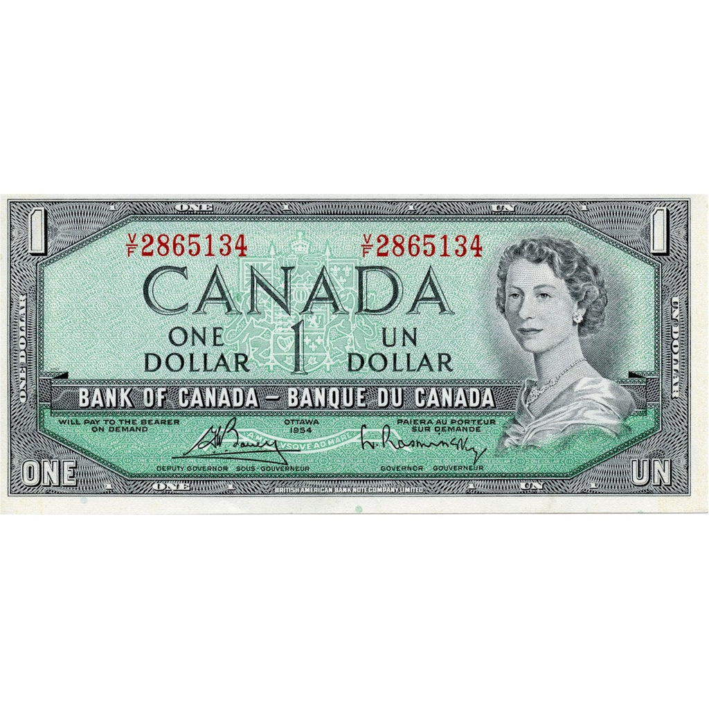 BC-37c 1954 Canada $1 Bouey-Rasminsky, V/F, Uncirculated (MS60)