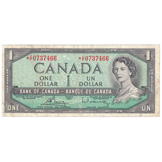BC-37cA 1954 Canada $1 Bouey-Rasminsky, *C/F, F