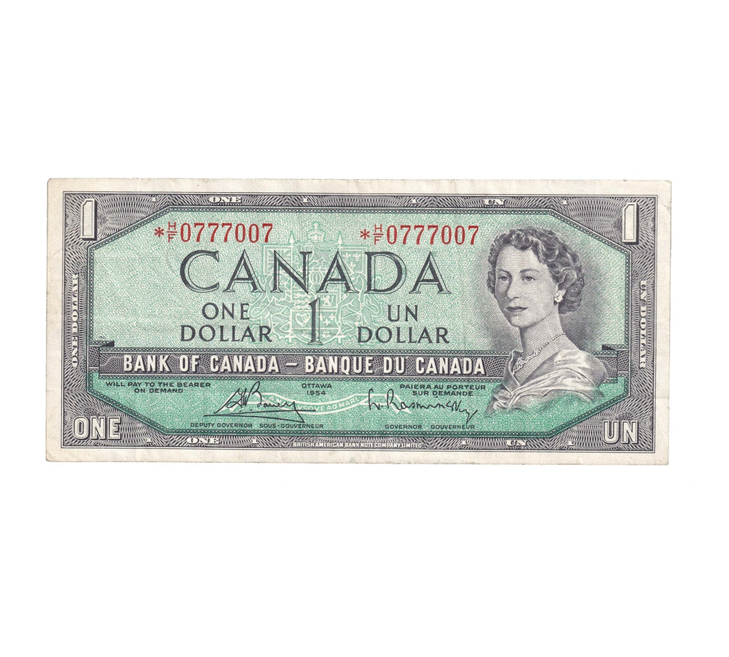 BC-37cA 1954 Canada $1 Bouey-Rasminsky, *H/F, Very Fine (VF20)