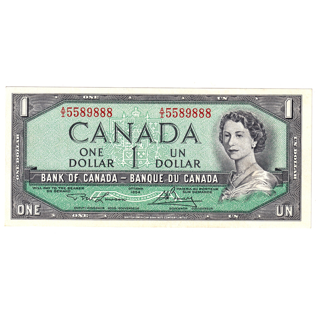 BC-37d 1954 Canada $1 Lawson-Bouey, A/I, AU-UNC