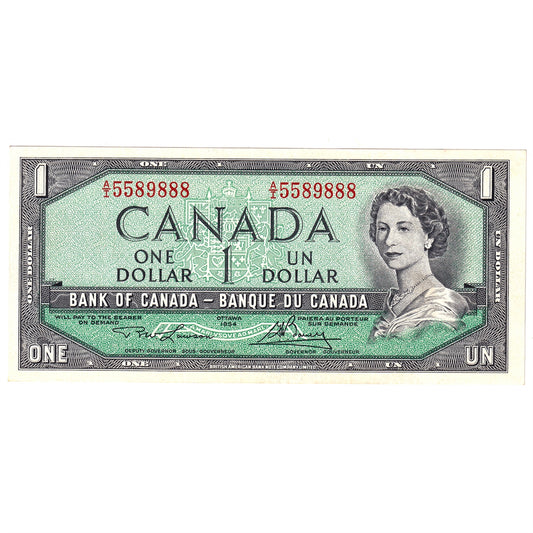 BC-37d 1954 Canada $1 Lawson-Bouey, A/I, AU-UNC