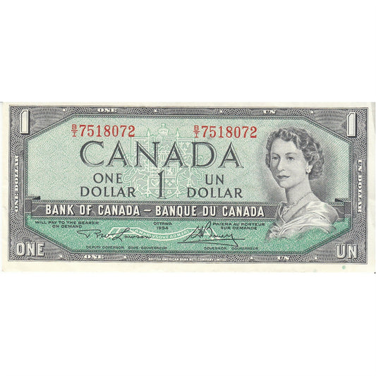 BC-37d 1954 Canada $1 Lawson-Bouey, B/I, AU