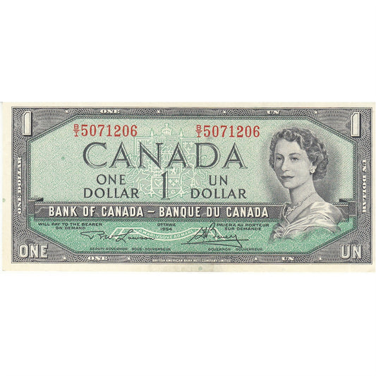 BC-37d 1954 Canada $1 Lawson-Bouey, B/I, AU-UNC