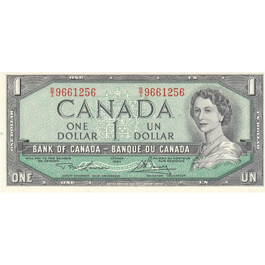 BC-37d 1954 Canada $1 Lawson-Bouey, B/I, CUNC