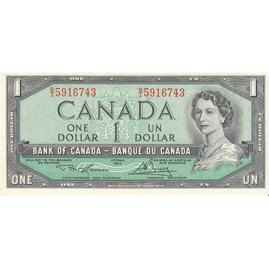 BC-37d 1954 Canada $1 Lawson-Bouey, B/I, UNC
