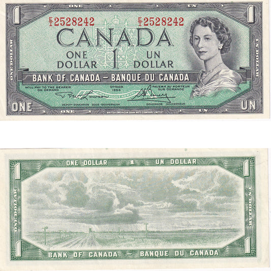 BC-37d 1954 Canada $1 Lawson-Bouey, E/I, AU