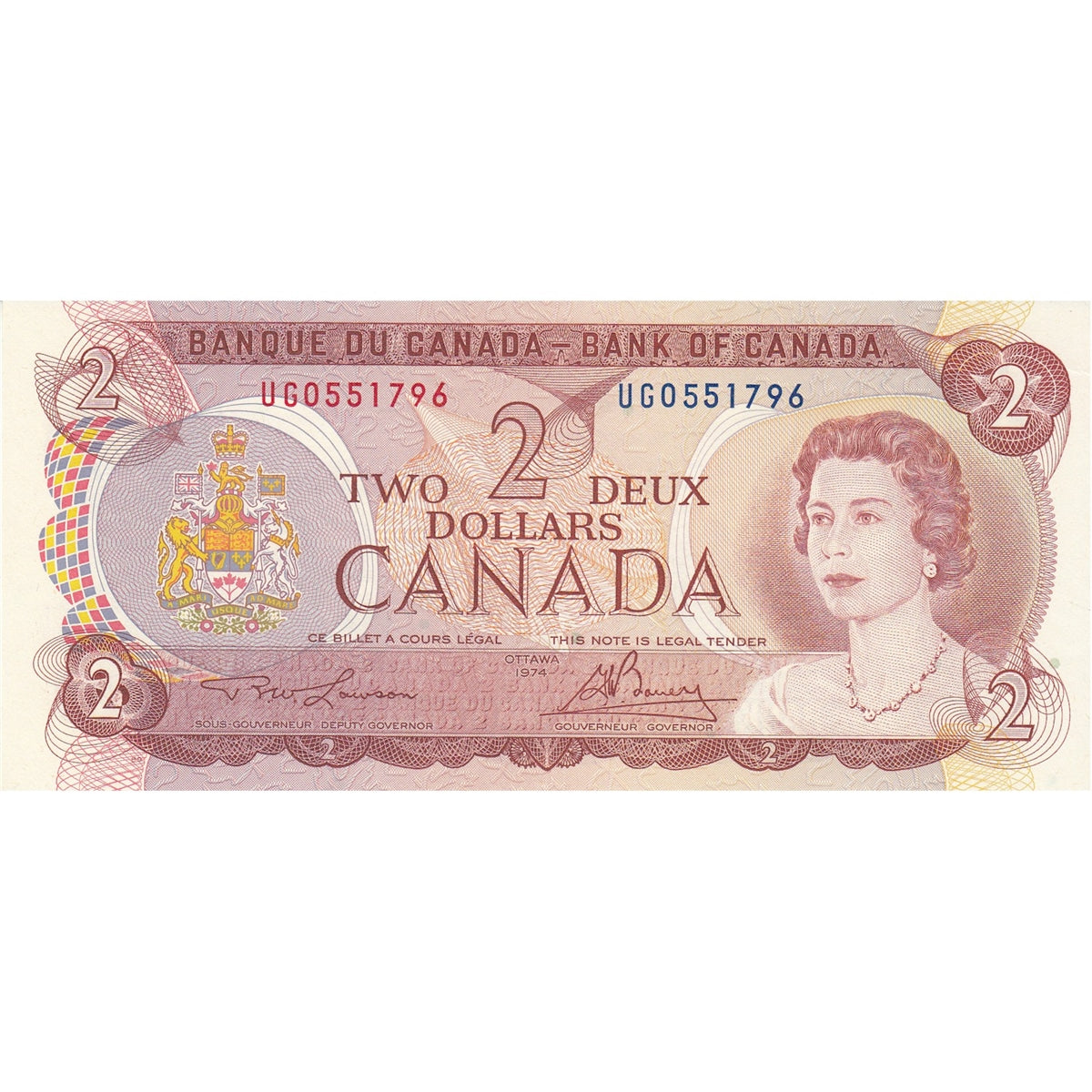BC-47a 1974 Canada $2 Lawson-Bouey, UG, Uncirculated (MS60)
