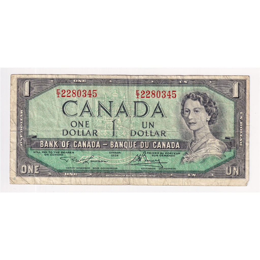 BC-37d 1954 Canada $1 Lawson-Bouey, E/I, Fine (F12)