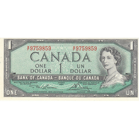 BC-37d 1954 Canada $1 Lawson-Bouey, W/F, AU-UNC