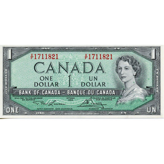 BC-37d 1954 Canada $1 Lawson-Bouey, X/F, CUNC