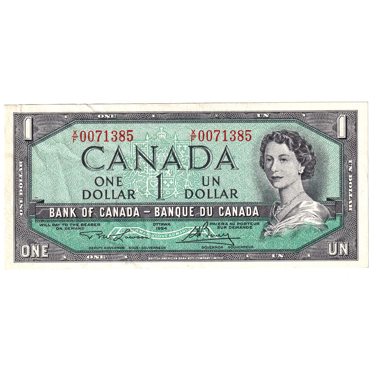 BC-37d 1954 Canada $1 Lawson-Bouey, X/F, EF-AU (EF45)