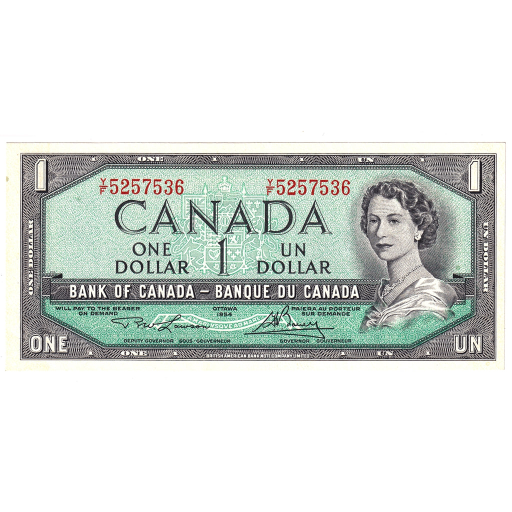 BC-37d 1954 Canada $1 Lawson-Bouey, Y/F, AU