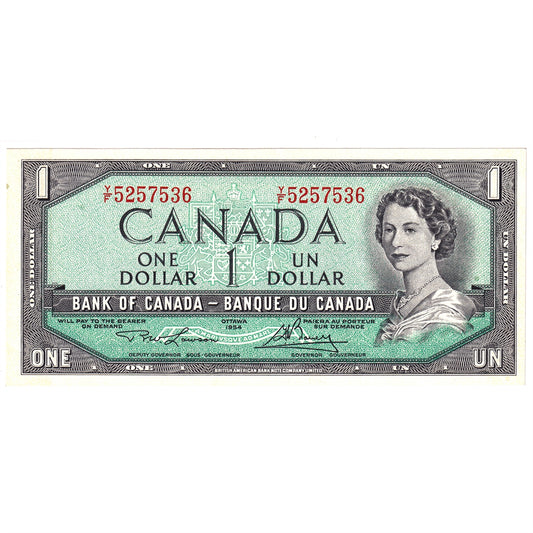 BC-37d 1954 Canada $1 Lawson-Bouey, Y/F, AU