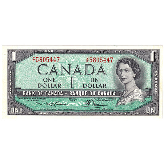 BC-37d 1954 Canada $1 Lawson-Bouey, Y/F, AU-UNC