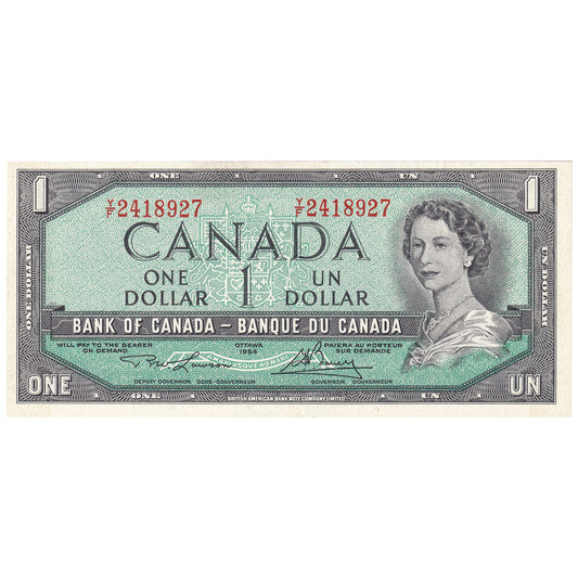 BC-37d 1954 Canada $1 Lawson-Bouey, Y/F, UNC