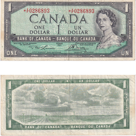 BC-37dA 1954 Canada $1 Lawson-Bouey, *X/F, F-VF