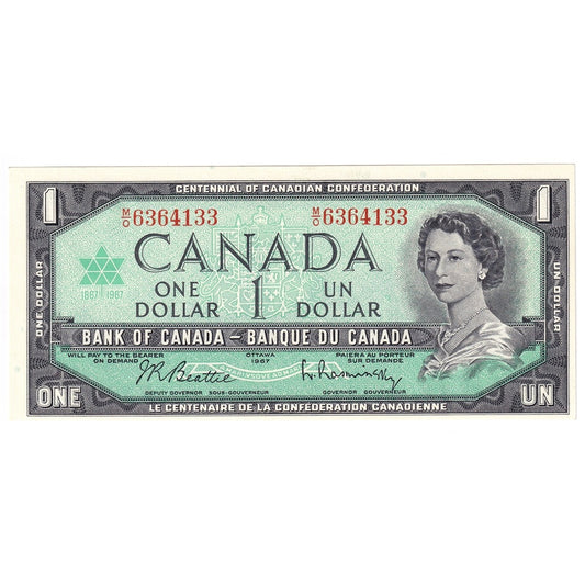 BC-45b 1967 Canada $1 Beattie-Rasminsky, M/O, CUNC